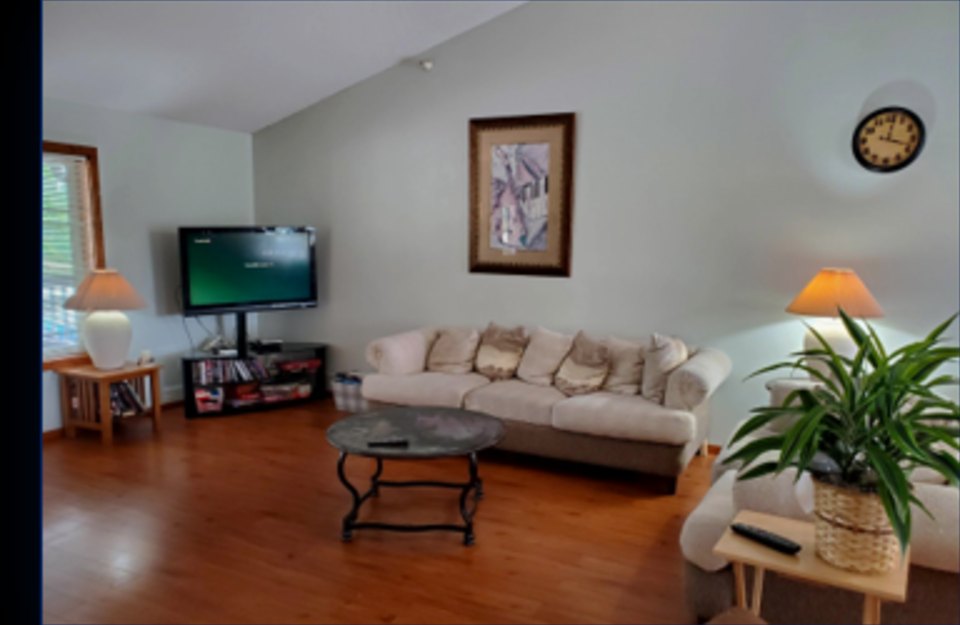 Living room with sectional and television